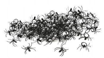 PAJĄKI PLASTIKOWE CZARNE 50szt DEKORACJA HALLOWEEN NA PAJĘCZYNE