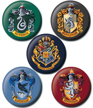 PRZYPINKI HARRY POTTER 4 DOMY + HOGWARTS 5szt