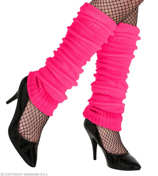 RÓŻOWE GETRY PODKOLANÓWKI KOLANÓWKI NEON LATA 80 OCIEPLACZE