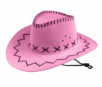 KAPELUSZ KOWBOJSKI JASNY RÓŻ DLA DOROSŁYCH DO STROJU KOWBOJ SZERYF WESTERN