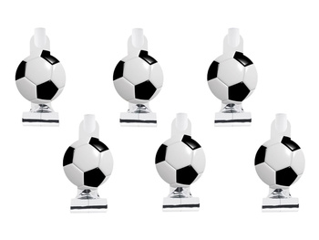 GWIZDKI TRĄBKI ROZWIJANE PIŁKA FOOTBALL 6SZT