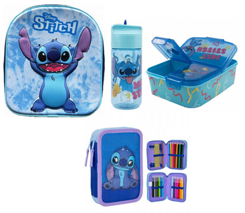 PLECAK PIÓRNIK Z WYPOSAŻENIEM BIDON ŚNIADANIÓWKA STITCH STICZ ZESTAW BLU