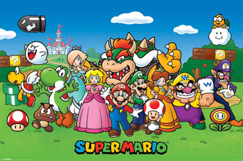 PLAKAT SUPER MARIO BOHATEROWIE LUIGI PEACH 61x91,5cm