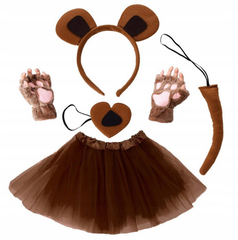 ZESTAW STRÓJ MIŚ NIEDŹWIEDŹ OPASKA OGON + TUTU Z PODSZEWKĄ + ŁAPKI