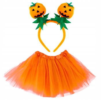 ZESTAW STRÓJ DYNIA OPASKA + SPÓDNICZKA TIULOWA POMARAŃCZOWA 30cm