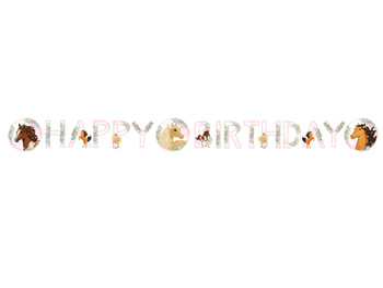 GIRLANDA URODZINOWA 140cm KONIE KONIKI HAPPY BIRTHDAY