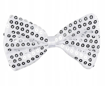 CEKINOWA MUSZKA BIAŁA SREBRNE CEKINY DO STROJU DISCO