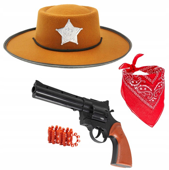 Strój kowboja chłopca kapelusz bandana rewolwer kapiszony zestaw dziecięcy