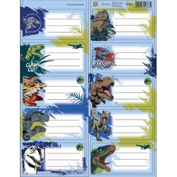 NAKLEJKI NA ZESZYT JURASSIC PARK 10szt DINOZAURY