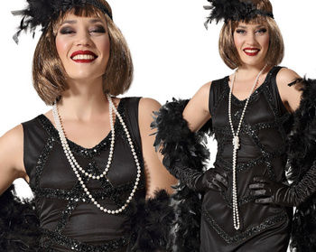 KORALE BIAŁE PERŁY SZNUR PEREŁ 160cm RETRO KABARET