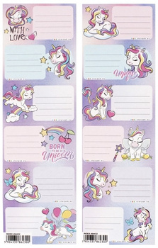 NAKLEJKI NA ZESZYT JEDNOROŻEC 12szt NALEPKI UNICORN WZ2