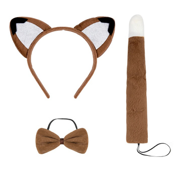 ZESTAW DO STROJU LISEK PLUSZOWA OPASKA Z USZAMI OGON MUSZKA