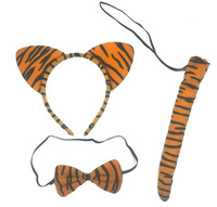 ZESTAW DO STROJU TYGRYS PLUSZOWA OPASKA Z USZAMI OGON MUSZKA