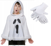 STRÓJ DUCH DUSZEK PONCZO BIAŁE DLA DZIECI GHOST HALLOWEEN + RĘKAWICZKI