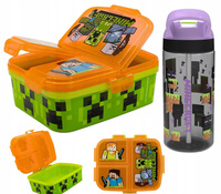 ŚNIADANIÓWKA XL Z PRZEGRODAMI + BIDON MINECRAFT ENDERMAN 560ml BEZ BPA