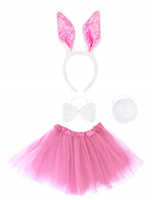 STRÓJ KRÓLIK KRÓLICZEK PLUSZOWA OPASKA Z USZAMI OGON MUSZKA + RÓŻOWE TUTU