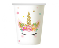 KUBECZKI URODZINOWE JEDNOROZEC 6SZT UNICORN 266ml