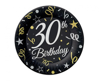 TALERZYKI PAPIEROWE 30 STE URODZINY 6SZT 18CM