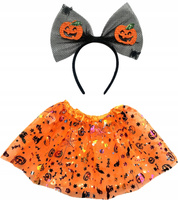 STRÓJ WIEDŹMA CZAROWNICA TUTU SPÓDNICZKA + OPASKA DYNIA HALLOWEEN PAJĄK