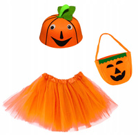 STRÓJ HALLOWEEN CZAPKA DYNIA FILCOWA + SPÓDNICZKA TUTU + TORBA NA CUKIERKI