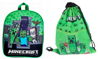 PLECAK PRZEDSZKOLNY MINECRAFT + WOREK TORBA NA BUTY MOBY ZOMBIE CREEPER