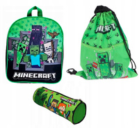 PLECAK PRZEDSZKOLNY MINECRAFT WOREK TORBA NA BUTY PIÓRNIK TUBA ZESTAW