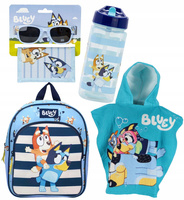 BIDON BLUEY BINGO ZESTAW WAKACYJNY RĘCZNIK PLAŻOWY PONCHO OKULARY