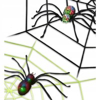 PAJĘCZYNA 220CM Z PAJĄKIEM ZMIENIAJĄCYM KOLOR OZDOBA HALLOWEEN