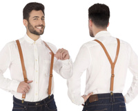 RETRO SZELKI DO SPODNI BRĄZOWE 2,5cm SKÓRA EKO SKÓRZANE