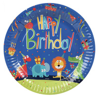 TALERZYKI PAPIEROWE ZWIERZĄTKA SAFARI 6szt - 18cm