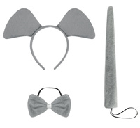 ZESTAW DO STROJU SŁONIK SŁOŃ PLUSZOWA OPASKA Z USZAMI OGON MUSZKA