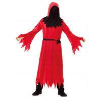 STRÓJ ŚMIERĆ DIABEŁ EGZEKUTOR CZERWONA SZATA PELERYNA KAPTUR 5-6 LAT